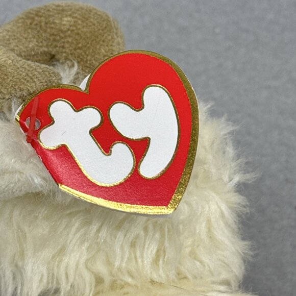 Ramsey Lamb Ram Fuzzy Horns Attic Treasures Off White Plushie TY 1993 Posable 6" - Picture 7 of 10
